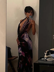 Purple Halter Backless Maxi Dress – Beach & Party Fit