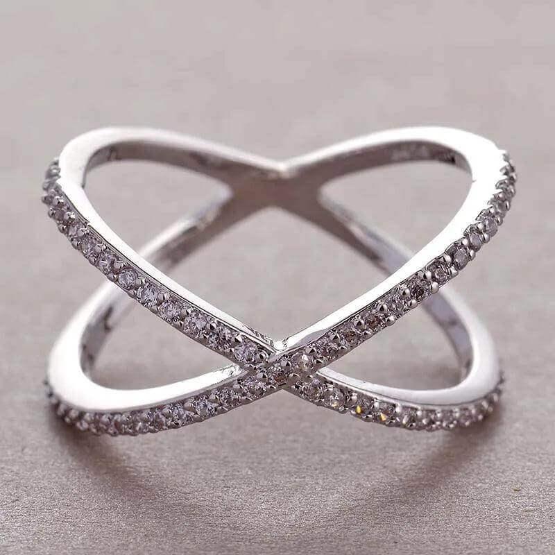 925 Sterling Silver X-Cross CZ Ring – Elegant Women's Engagement Jewelry - Viva Bella