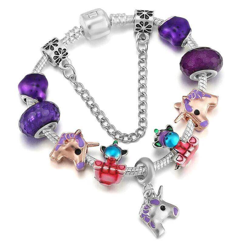 Vintage Silver Charm Bracelet – Crystal Beads for Women - Viva Bella