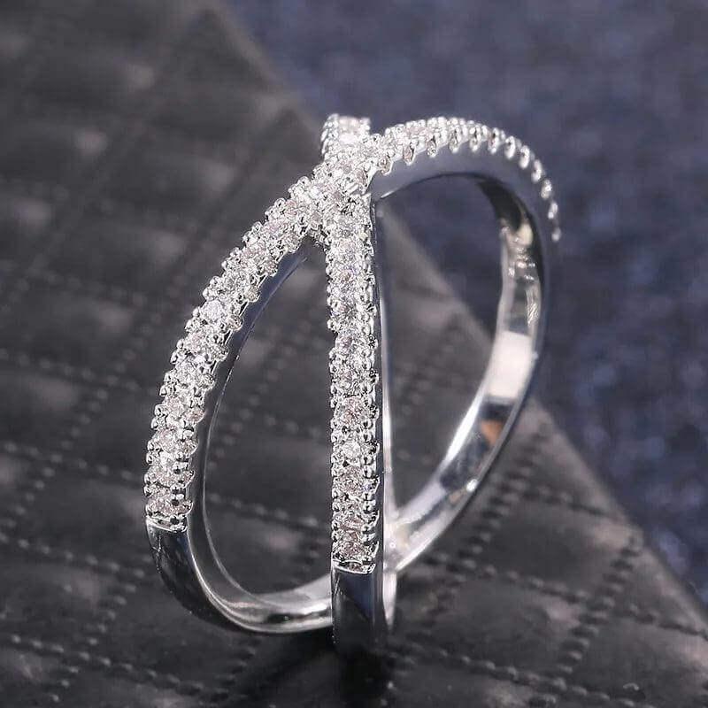 925 Sterling Silver X-Cross CZ Ring – Elegant Women's Engagement Jewelry - Viva Bella