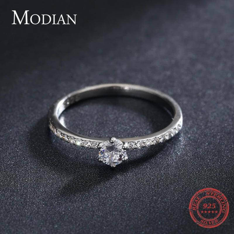 Modian 925 Sterling Silver CZ Ring – Classic Wedding Jewelry for Women - Viva Bella