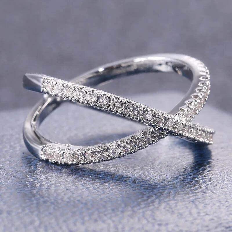 925 Sterling Silver X-Cross CZ Ring – Elegant Women's Engagement Jewelry - Viva Bella