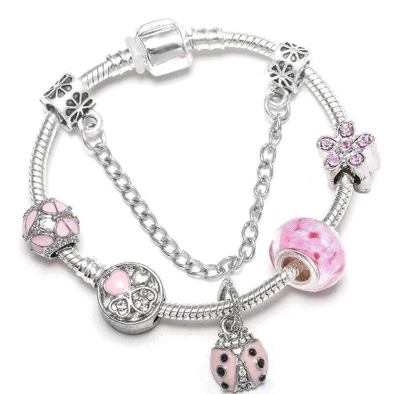 Vintage Silver Charm Bracelet – Crystal Beads for Women - Viva Bella