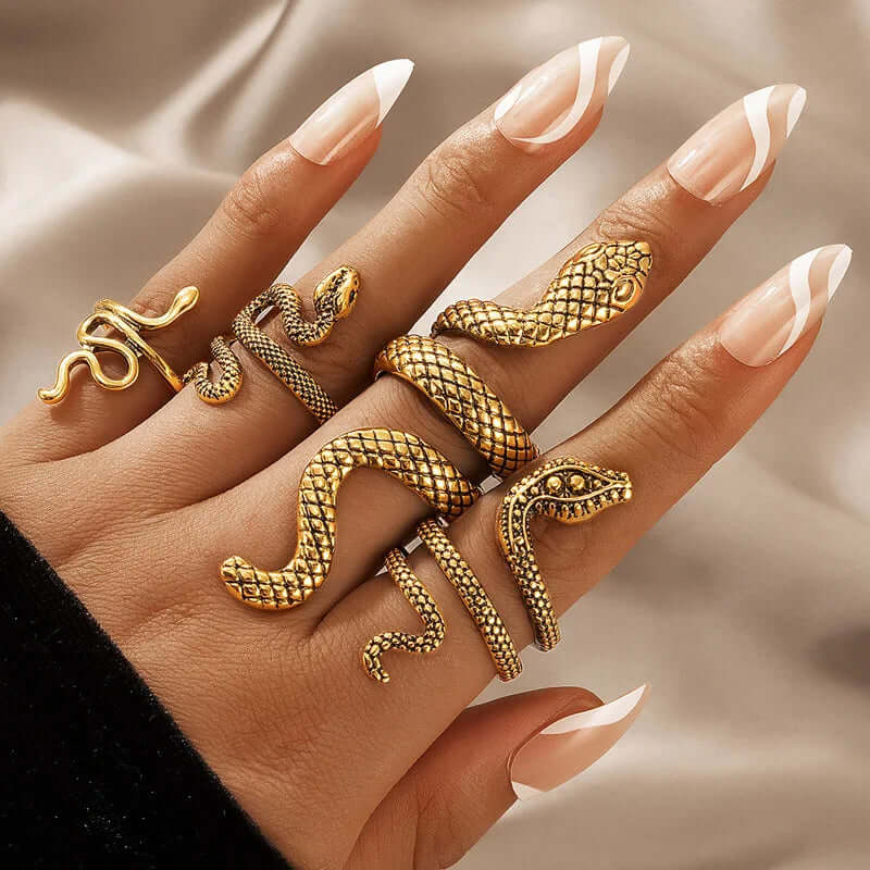 Vintage Long Snake Ring Set For Women - Viva Bella