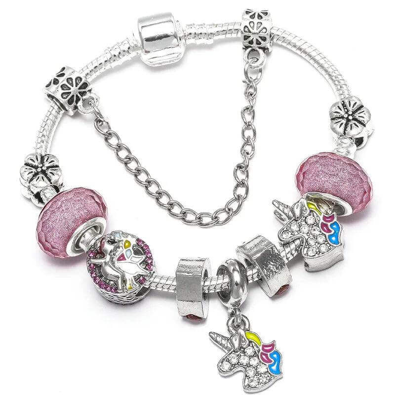 Vintage Silver Charm Bracelet – Crystal Beads for Women - Viva Bella