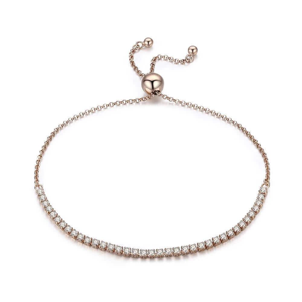 14K Gold Plated CZ Tennis Bracelet – Sterling Silver Adjustable Jewelry - Viva Bella