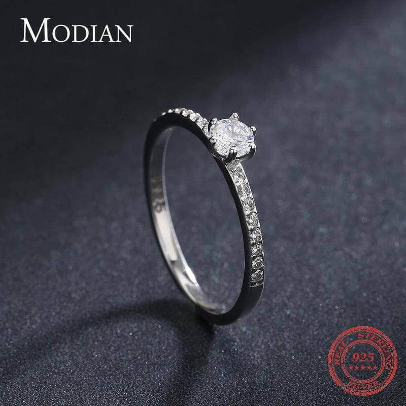 Modian 925 Sterling Silver CZ Ring – Classic Wedding Jewelry for Women - Viva Bella
