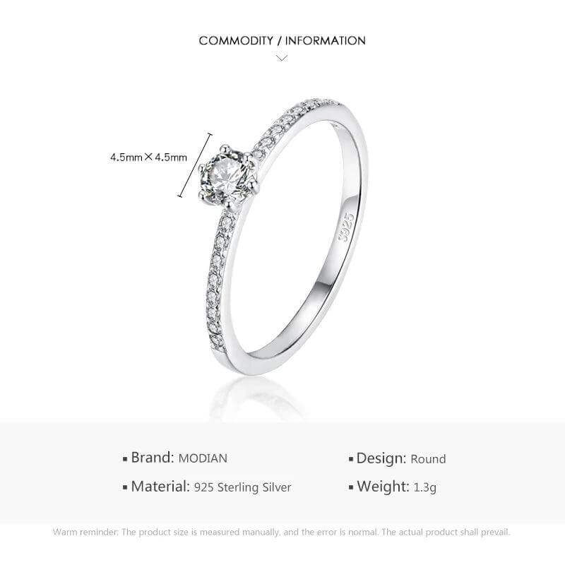 Modian 925 Sterling Silver CZ Ring – Classic Wedding Jewelry for Women - Viva Bella