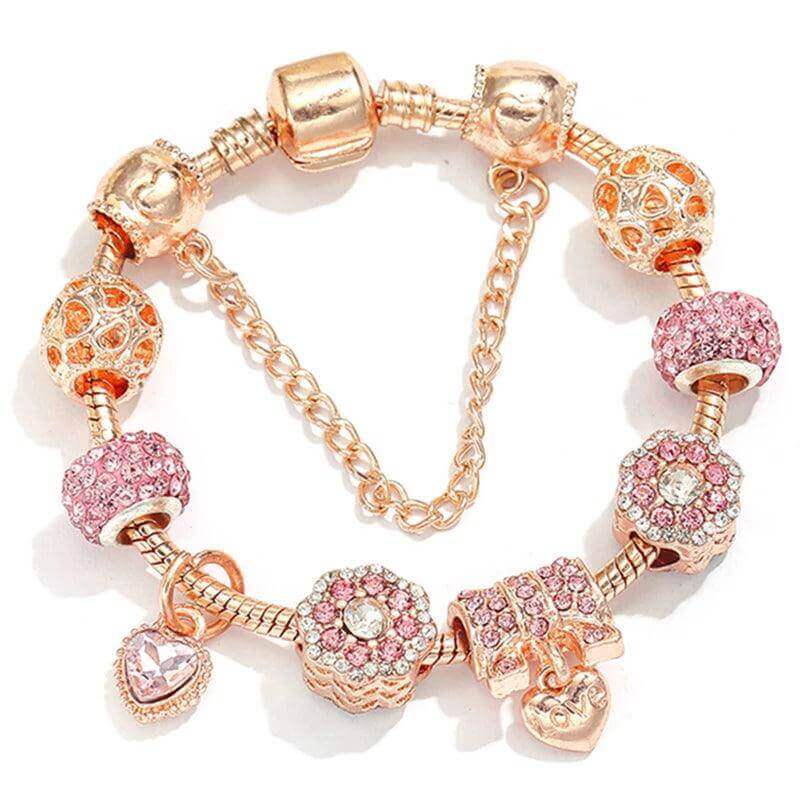 Vintage Silver Charm Bracelet – Crystal Beads for Women - Viva Bella