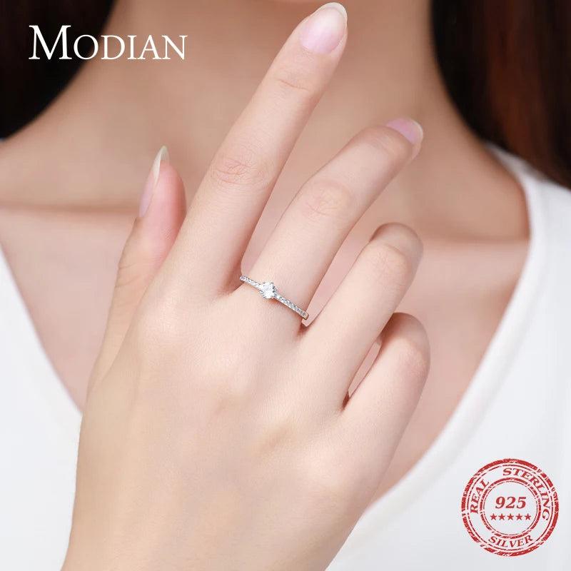 Modian 925 Sterling Silver CZ Ring – Classic Wedding Jewelry for Women - Viva Bella