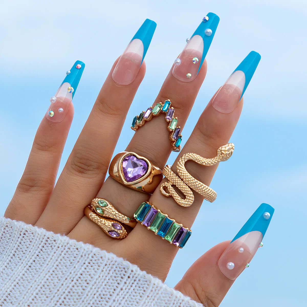 Vintage Long Snake Ring Set For Women - Viva Bella