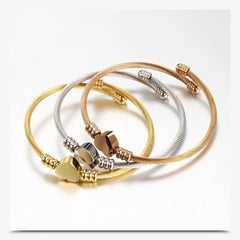 Stainless Steel Cable Heart Bracelet - Viva Bella