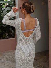 White Knit Beach Maxi Dress - Viva Bella