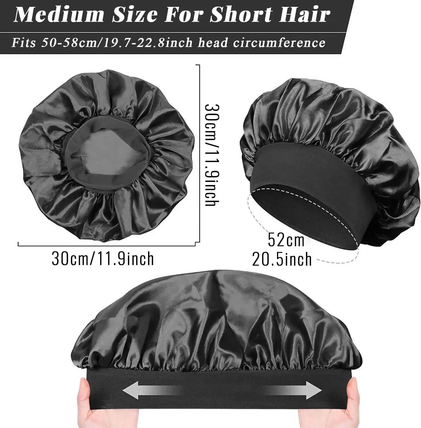 1pcs Soft Silk Satin Lined Bonnet Large Satin Hair Bonnet Household Sleep Shower Cap Hair Wrap Cover for Long Hair Salon Tool - Viva Bella