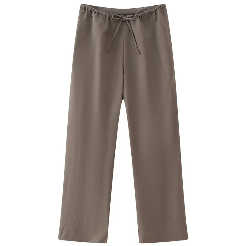 Satin Halter Crop Top & High-Waist Trousers Set – Luxe Elegance - Viva Bella