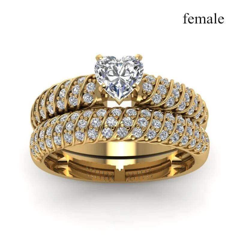 Couple Rings Set – Zirconia & Stainless Steel Wedding Jewelry - Viva Bella