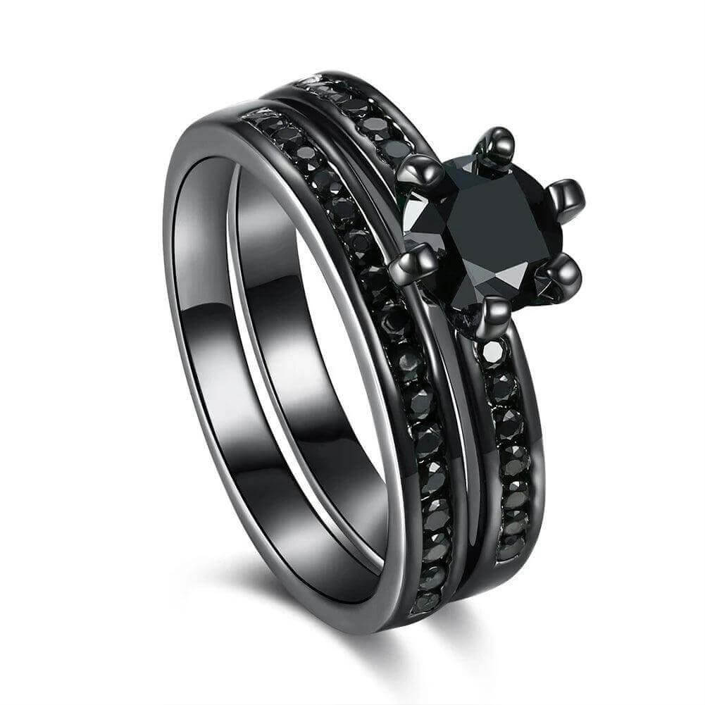 Couple Rings Set – Zirconia & Stainless Steel Wedding Jewelry - Viva Bella