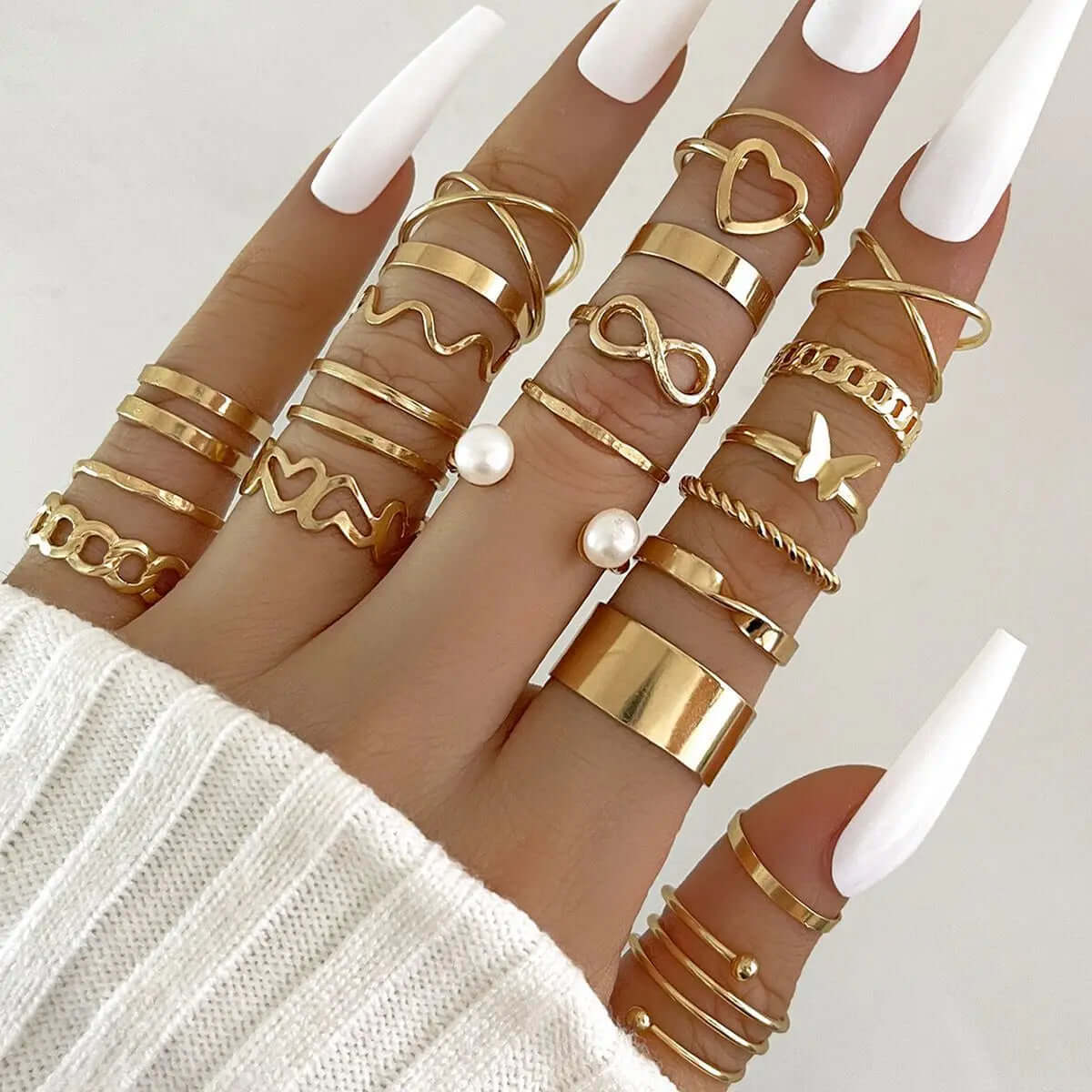 Fashion Simple Wave Joint Rings Set - Viva Bella