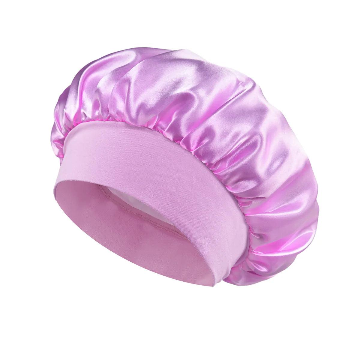 1pcs Soft Silk Satin Lined Bonnet Large Satin Hair Bonnet Household Sleep Shower Cap Hair Wrap Cover for Long Hair Salon Tool - Viva Bella