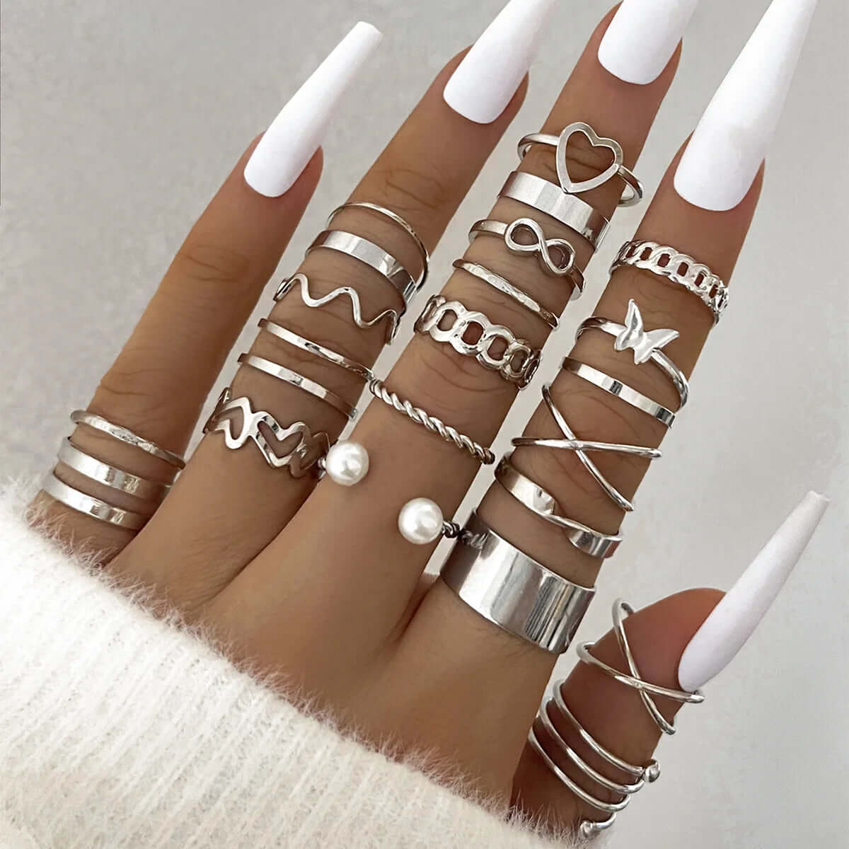 Fashion Simple Wave Joint Rings Set - Viva Bella
