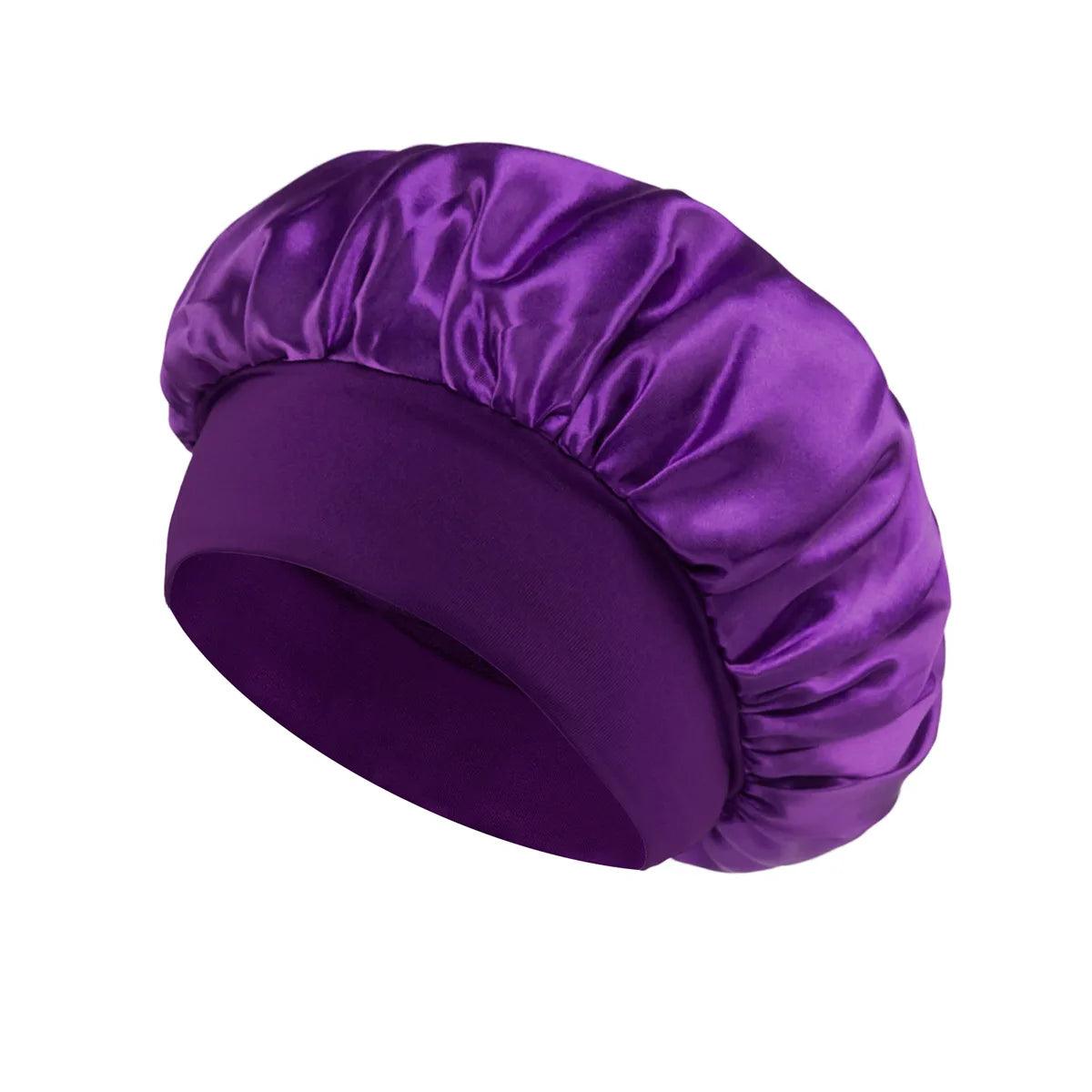 1pcs Soft Silk Satin Lined Bonnet Large Satin Hair Bonnet Household Sleep Shower Cap Hair Wrap Cover for Long Hair Salon Tool - Viva Bella