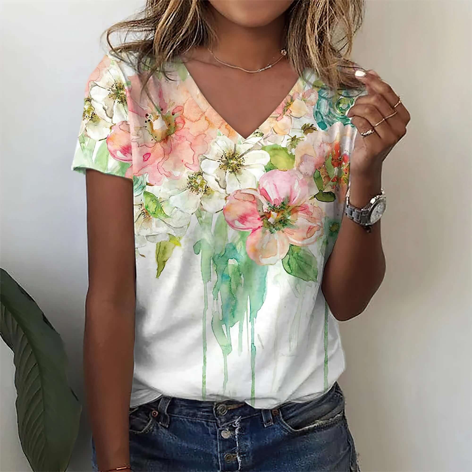 Women V-neck 3d Dragonfly Print T Shirt - Viva Bella