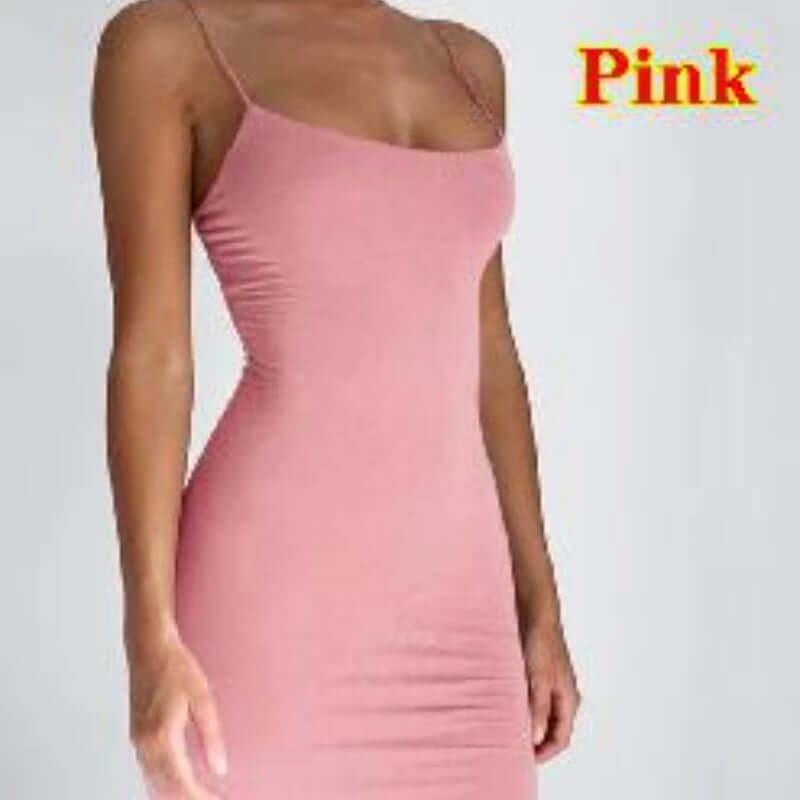 Summer Spaghetti Strap Mini Dress 2024 Women Sexy Bodycon Club Party Dresses Short Female Camisole Solid Black Sheath Sundress - Viva Bella