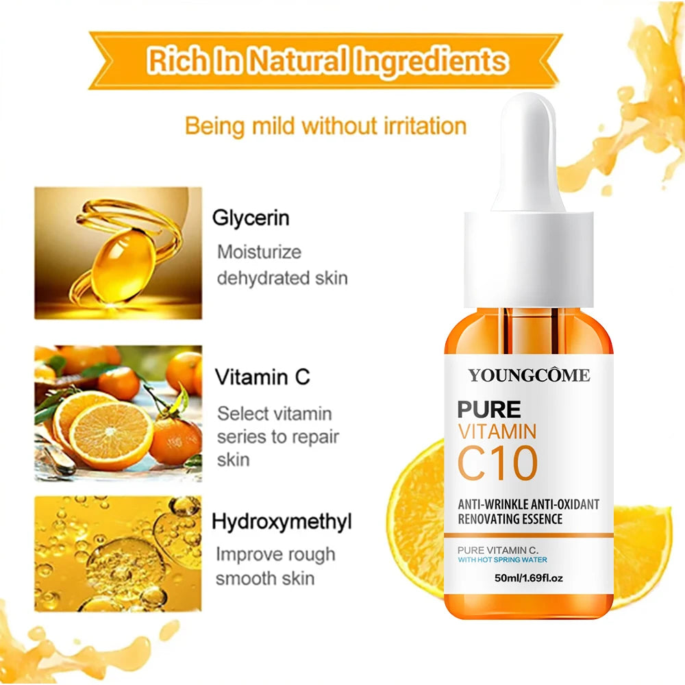 Vitamin C Facial Essence Hyaluronic Acid Dark Skin Brighten Serum Fade Fine Lines Moisturizing Repair Dull Serum Face Skin Care - Viva Bella