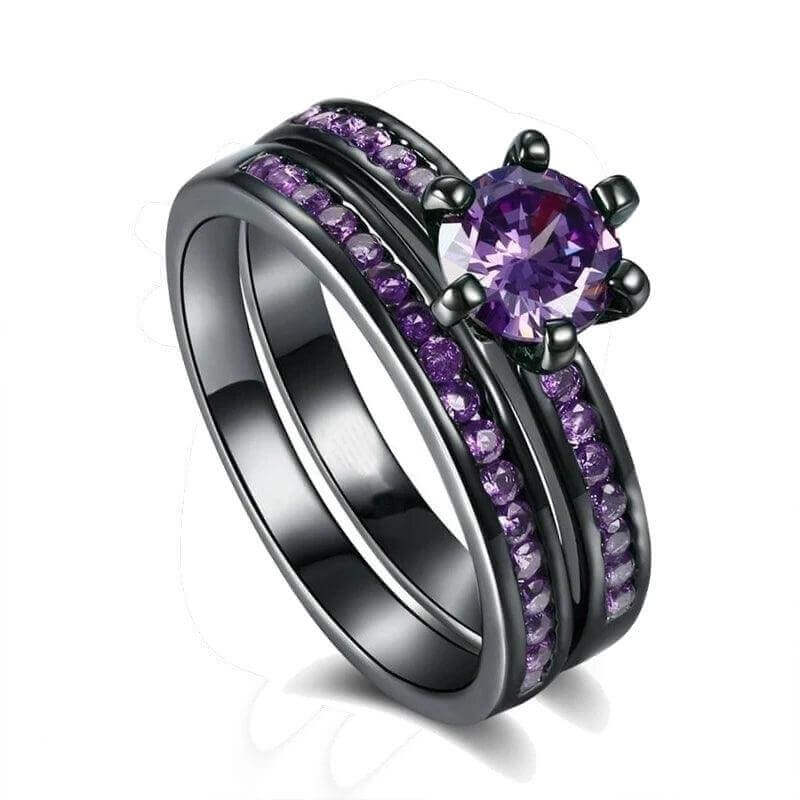 Couple Rings Set – Zirconia & Stainless Steel Wedding Jewelry - Viva Bella