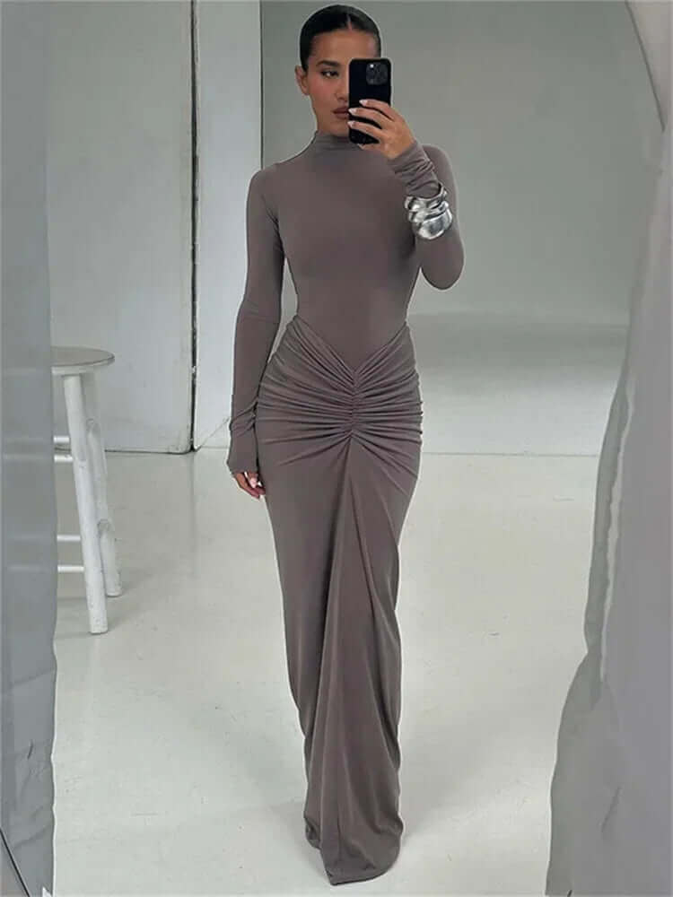 Pleated High-Waist Patchwork Maxi Dress – Women's Party Look 2024 - Viva Bella