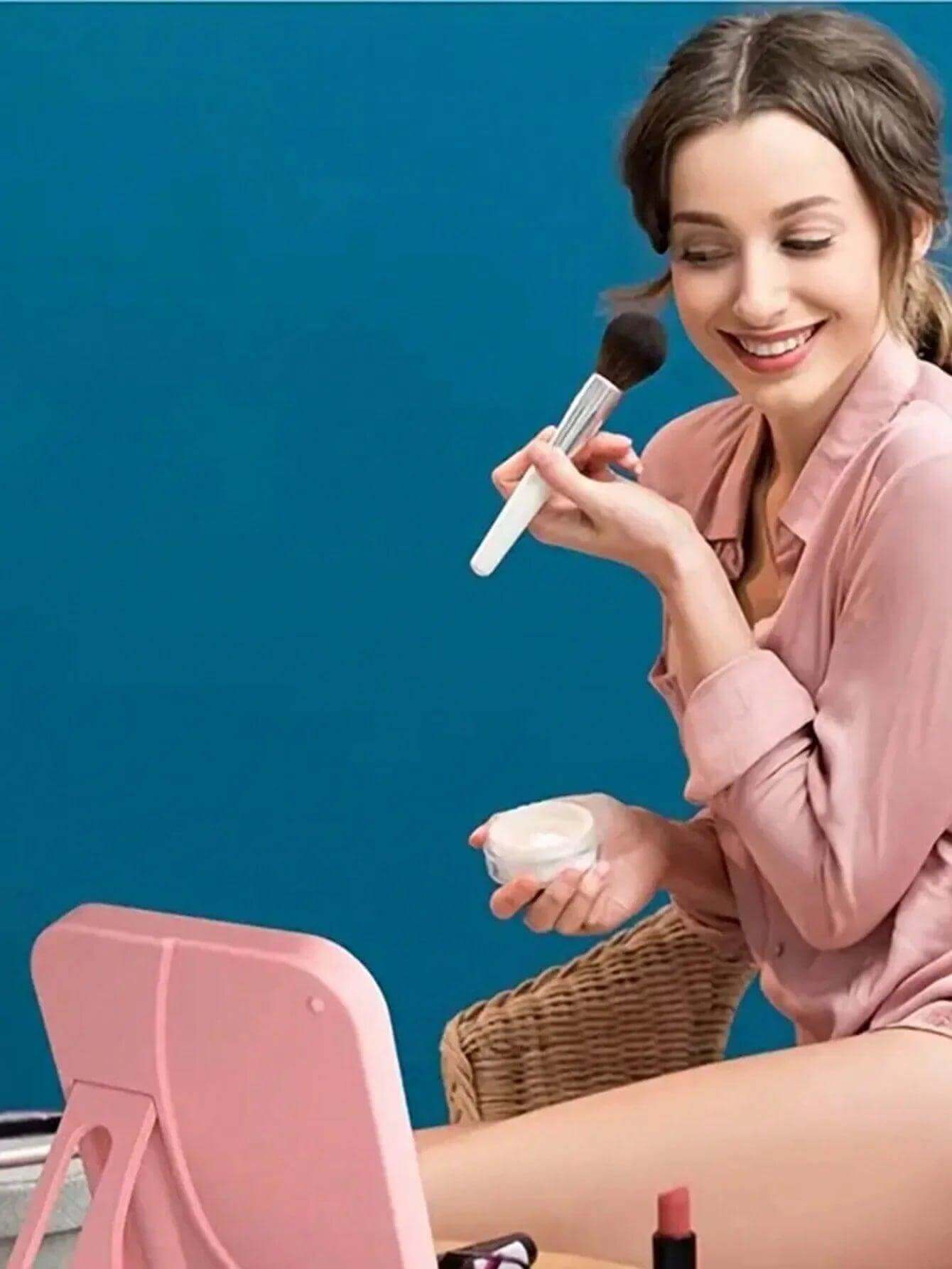 LED Makeup Mirror with Light - USB or AA Powered, Folding Design - Viva Bella