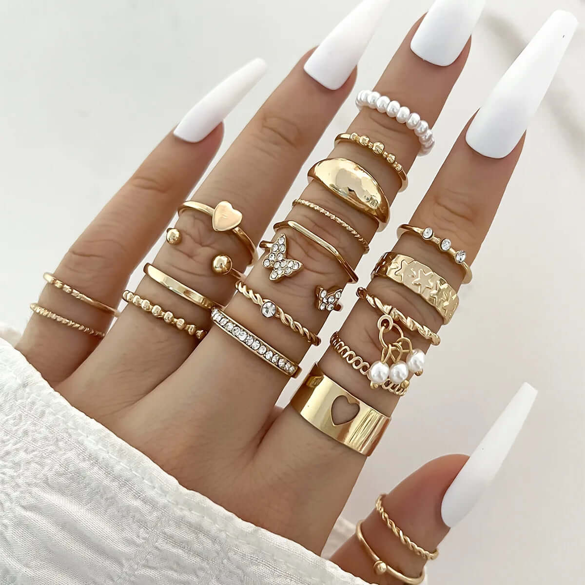 Fashion Simple Wave Joint Rings Set - Viva Bella