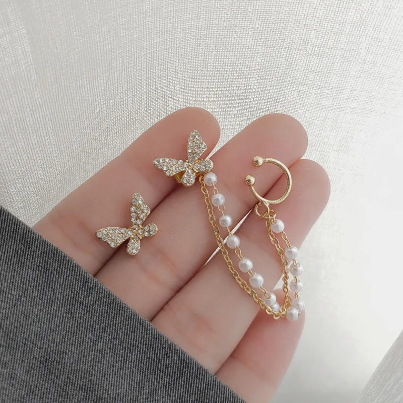 Rhinestone Butterfly Stud Earrings - Viva Bella