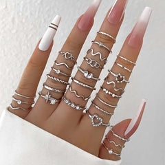 Fashion Simple Wave Joint Rings Set - Viva Bella