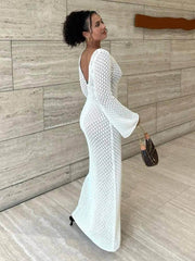 White Knit Beach Maxi Dress - Viva Bella