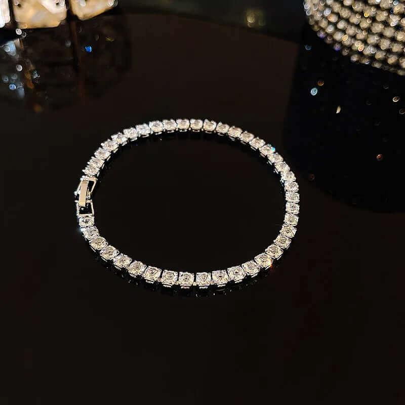 18K Gold Plated Rhinestone Bracelet – Square Zircon Adjustable Design - Viva Bella