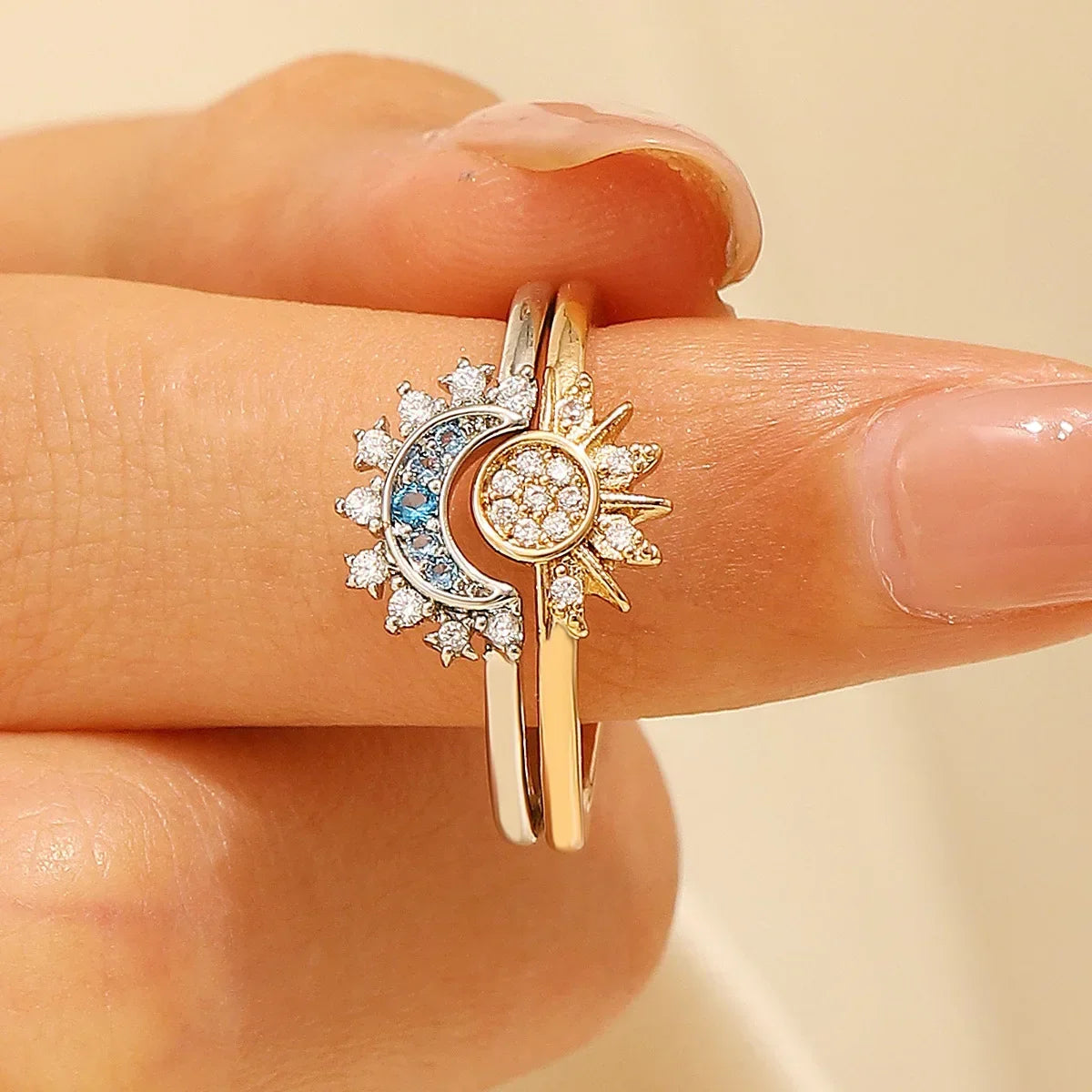 Sparkling Moon Sun Star Ring - Viva Bella