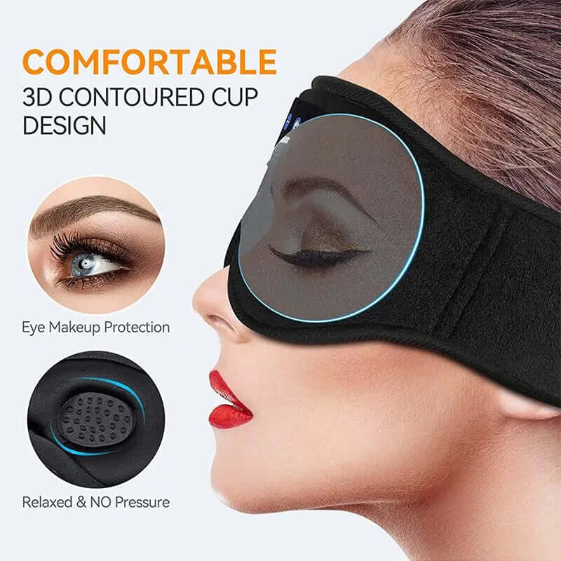 Mask For Sleep Headphones Bluetooth 3D Eye Mask Music Play Sleeping Headphones with Built-in HD Speaker - Viva Bella