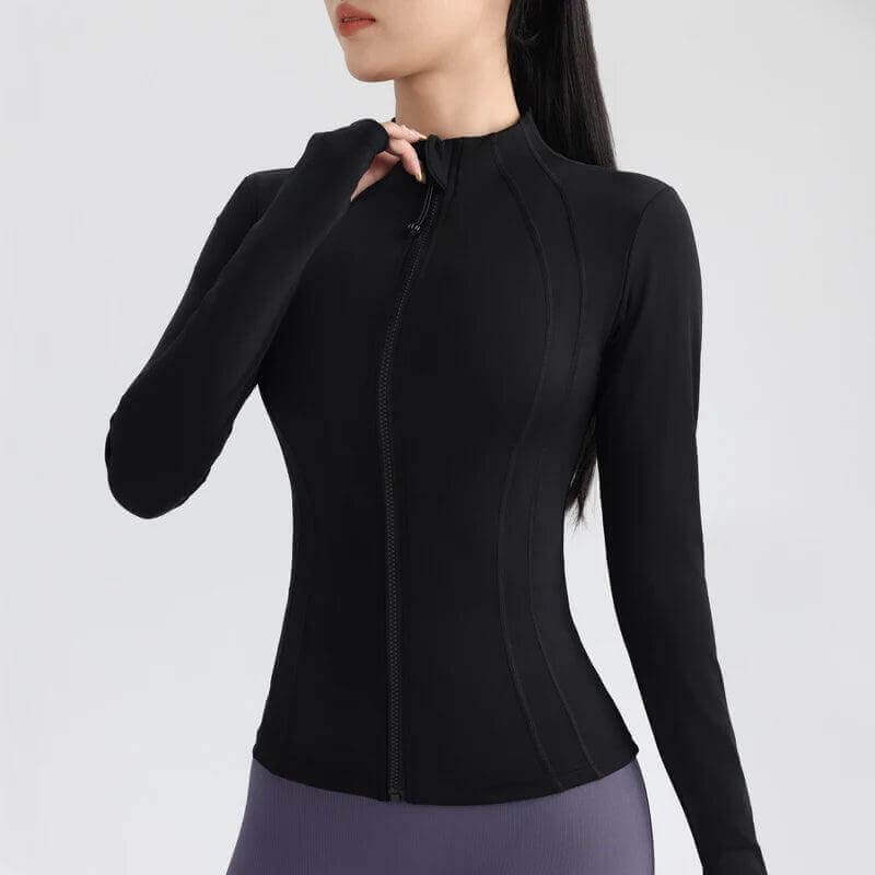 Full Zip Yoga Jacket - Long Sleeve Fitness Running Top - Viva Bella