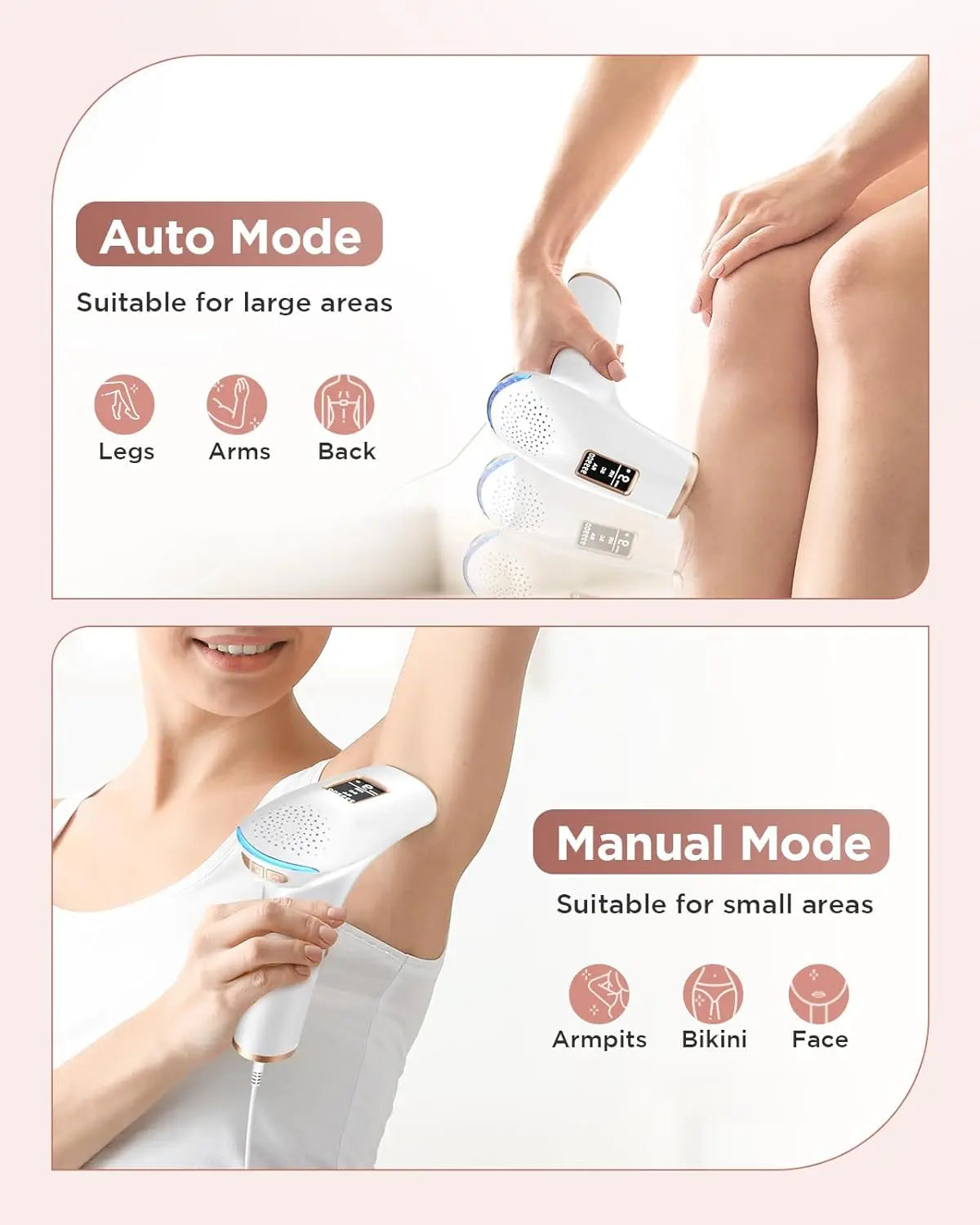 IPL Hair Removal Laser Device 999900 + Flashes Auto Manual Dual Mode for Men Women Facial Bikini Hair Laser in 4 Weeks Home Use