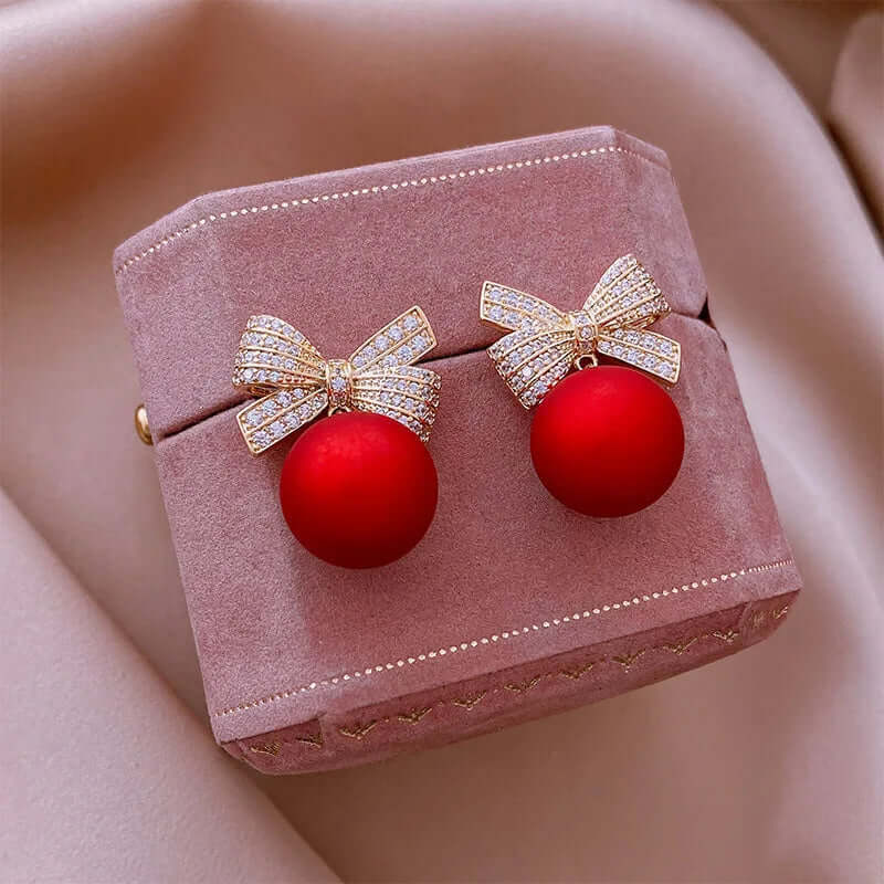 Luxury Gold Color Zircon Bowknot Stud Earrings - Viva Bella