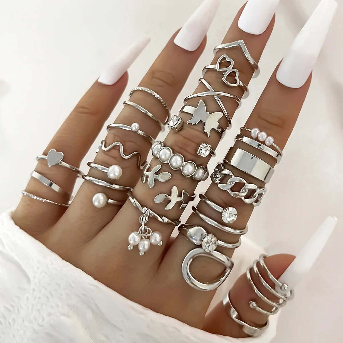 Fashion Simple Wave Joint Rings Set - Viva Bella