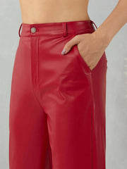 High-Waist PU Leather Trousers – Edgy & Comfortable - Viva Bella