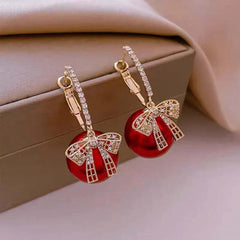 Luxury Gold Color Zircon Bowknot Stud Earrings - Viva Bella