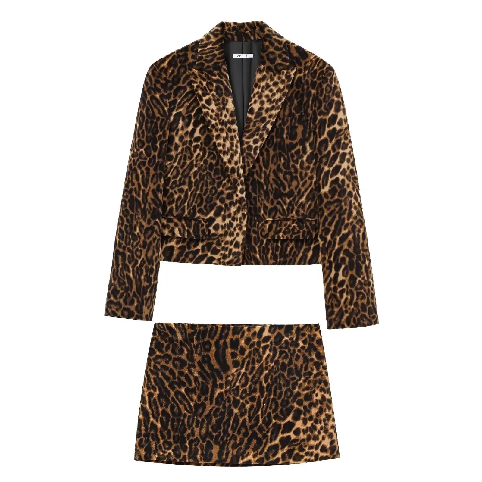 Leopard Blazer & Mini Skirt Set – Bold Statement Look