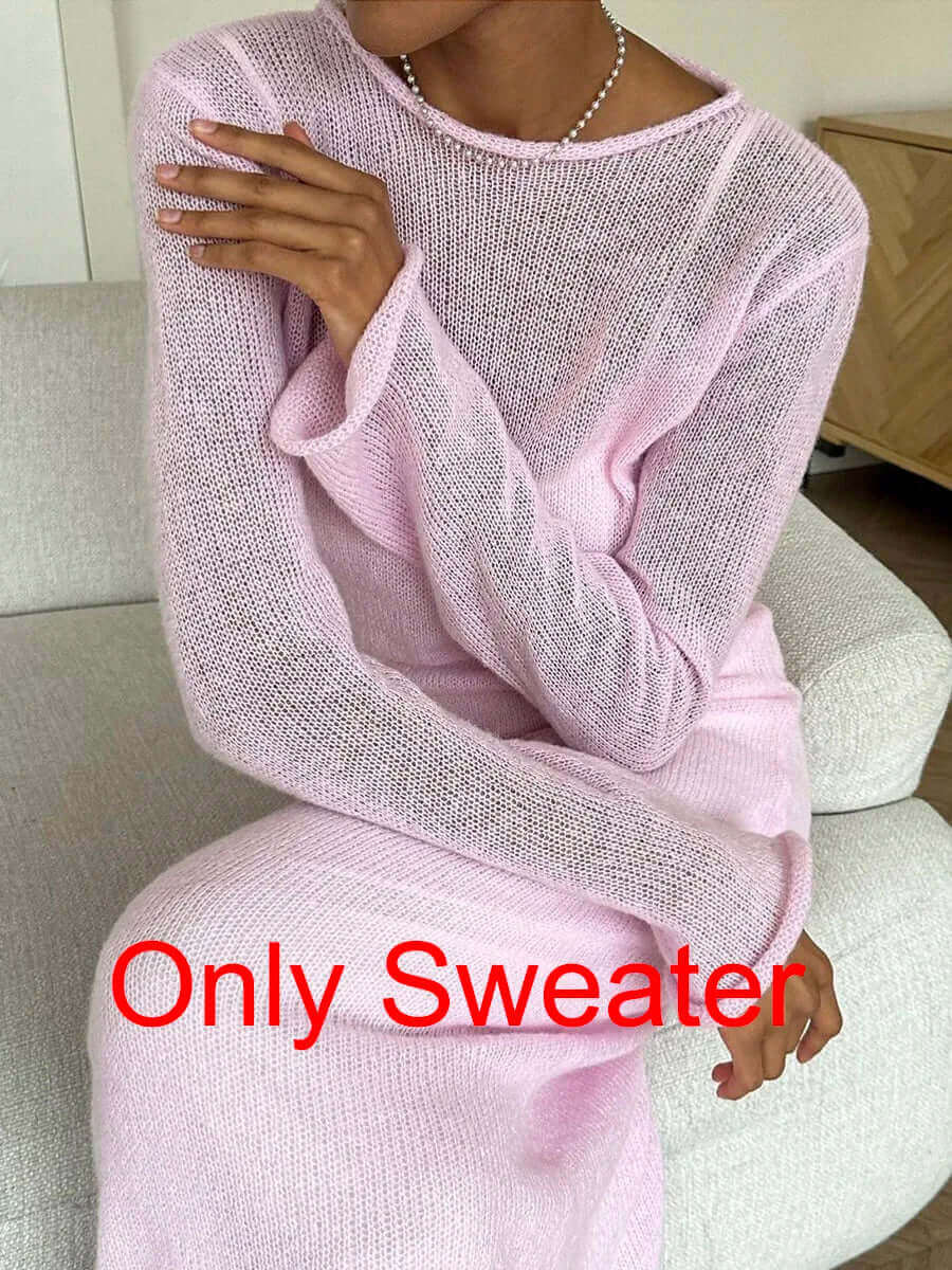 Elegant Knit Sweater Dress – Chic O-Neck Style for Spring & Autumn 2024 - Viva Bella