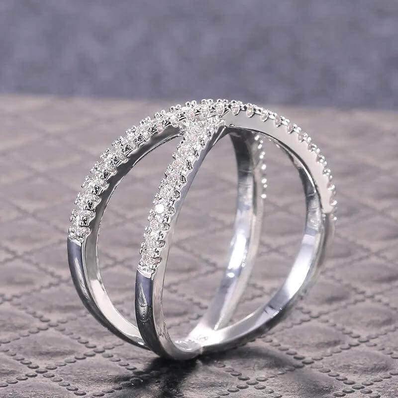 925 Sterling Silver X-Cross CZ Ring – Elegant Women's Engagement Jewelry - Viva Bella