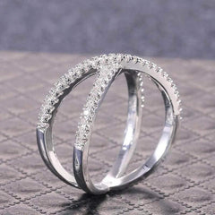 925 Sterling Silver X-Cross CZ Ring – Elegant Women's Engagement Jewelry - Viva Bella