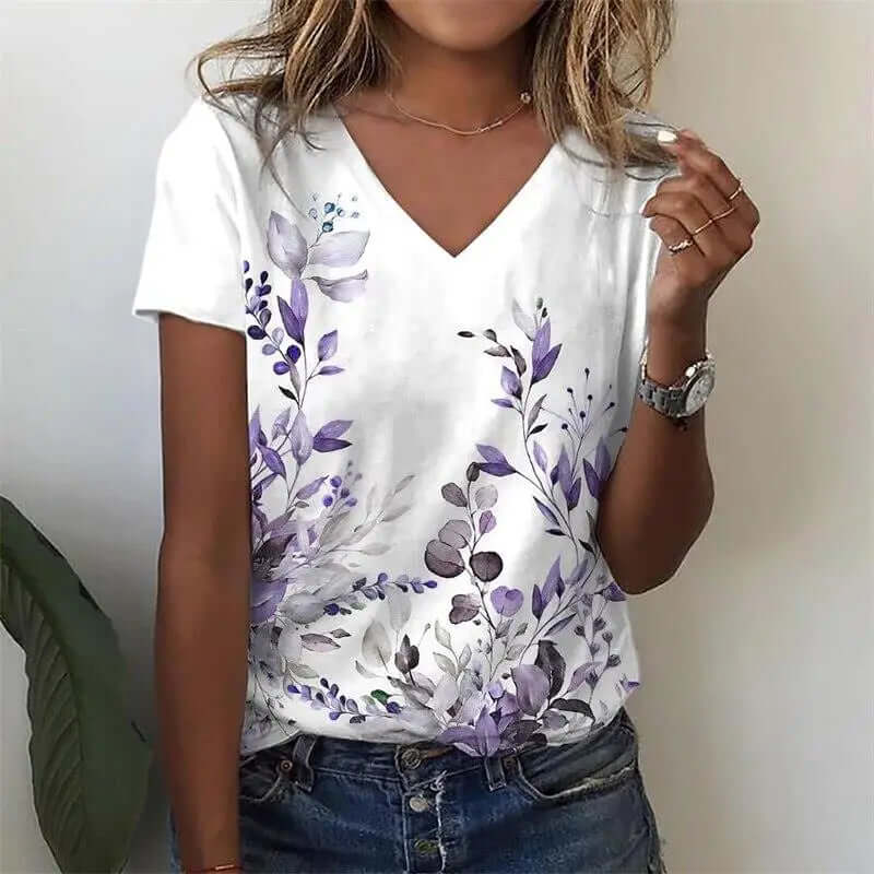 Women V-neck 3d Dragonfly Print T Shirt - Viva Bella