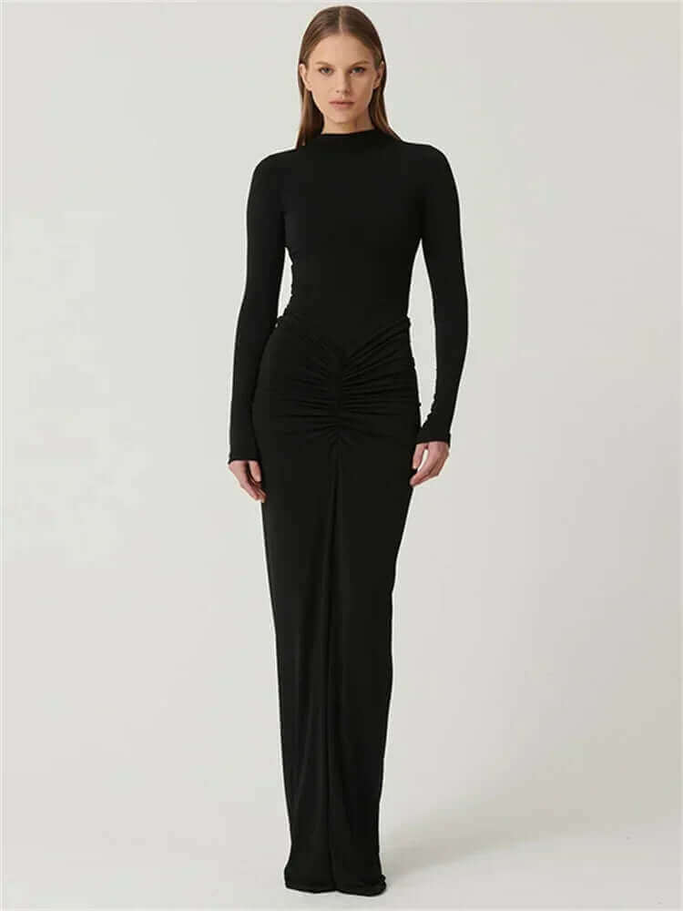 Pleated High-Waist Patchwork Maxi Dress – Women's Party Look 2024 - Viva Bella